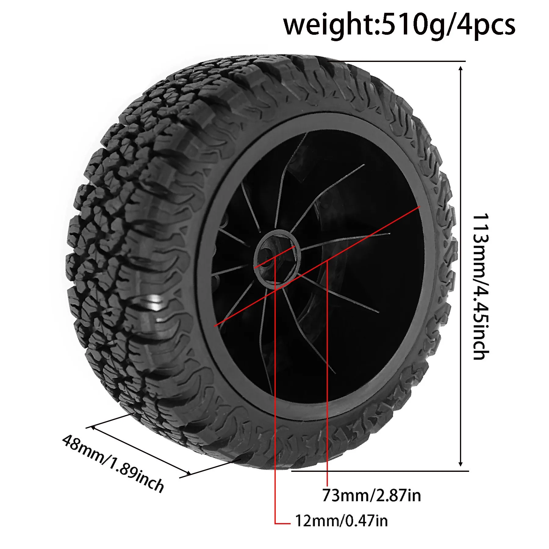 1:10 Pneumatici per camion Short Course Pneumatici in gomma 12mm Esagonale per 1/10 RC Auto Traxxas Slash Arrma Senton HuanQi 727 Vkar 10SC HSP Hpi Parti