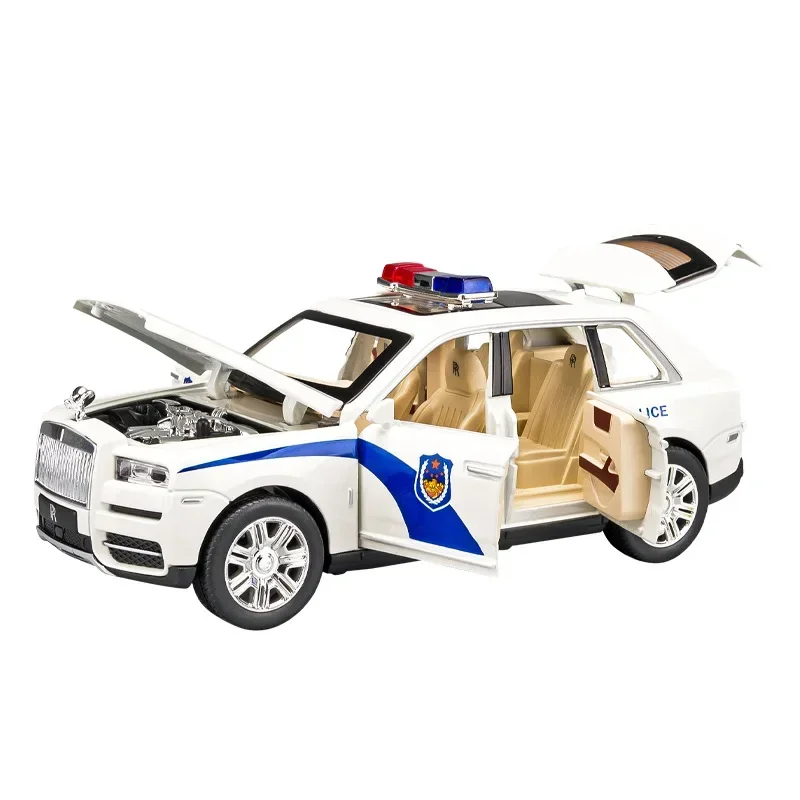 

1:24 Rolls Royce Cullinan Police car Diecast Metal Alloy Model car Sound Light Pull Back Collection Kids Toy Gifts