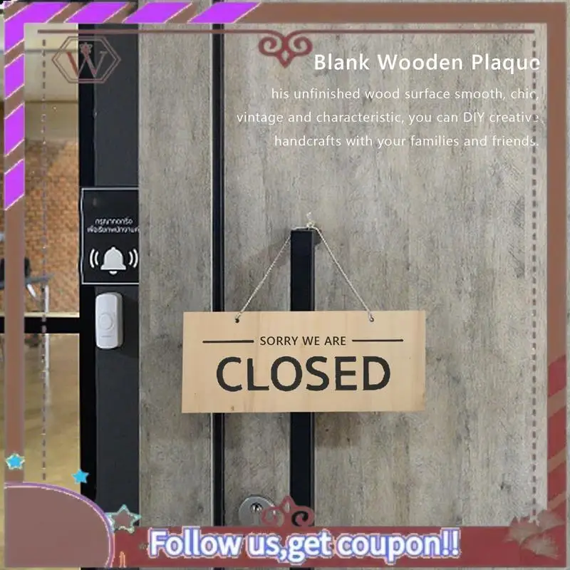 ABBG-10 Pieces Unfinished Hanging Wood Sign Rectangle Blank Wooden Plaque Banners With Ropes For Pyrography Painting Writing