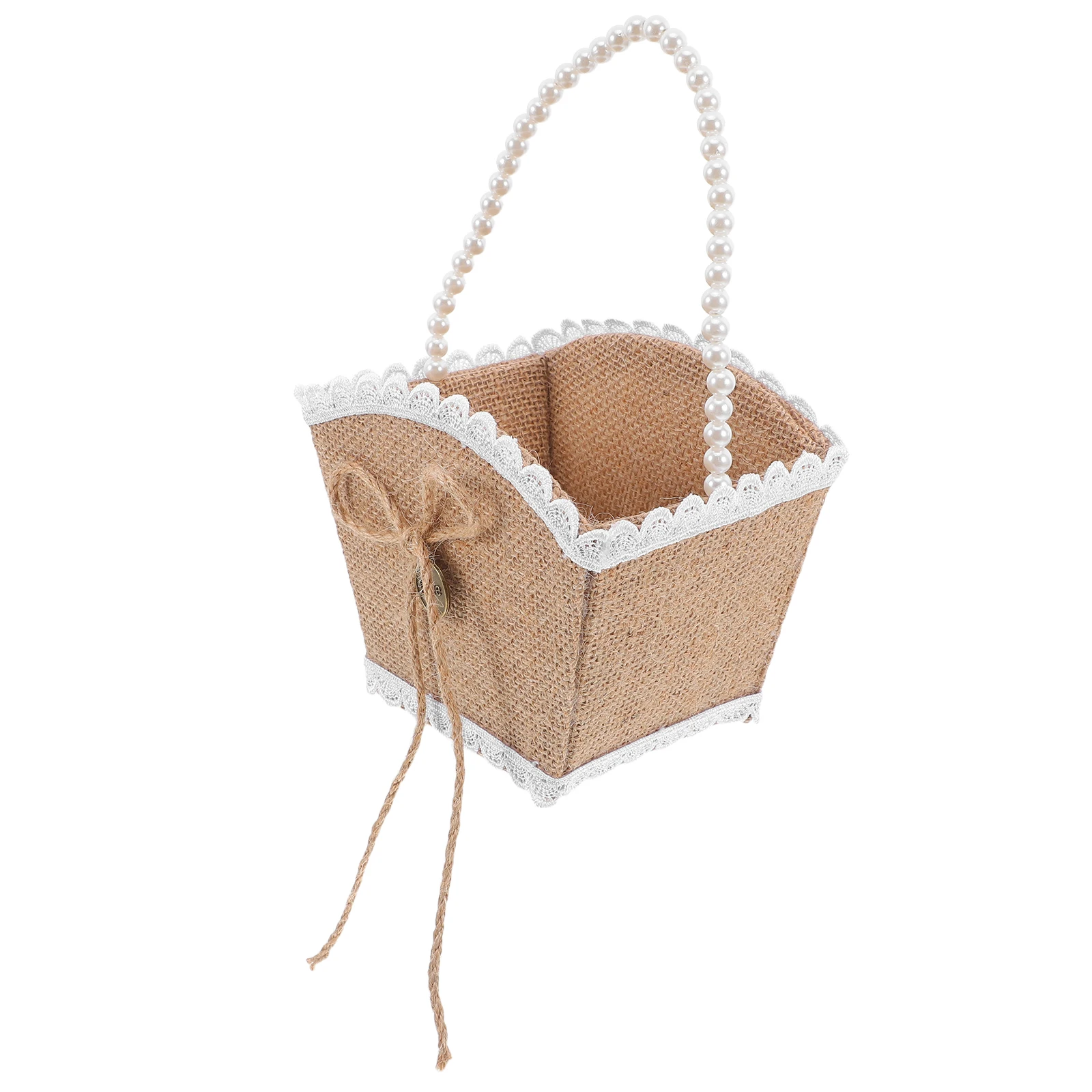 

Elegant Wedding Flower Baskets Lightweight Cotton Linen Woven Design for Flower Girls Bridal Ceremony Rustic Romantic Decoration