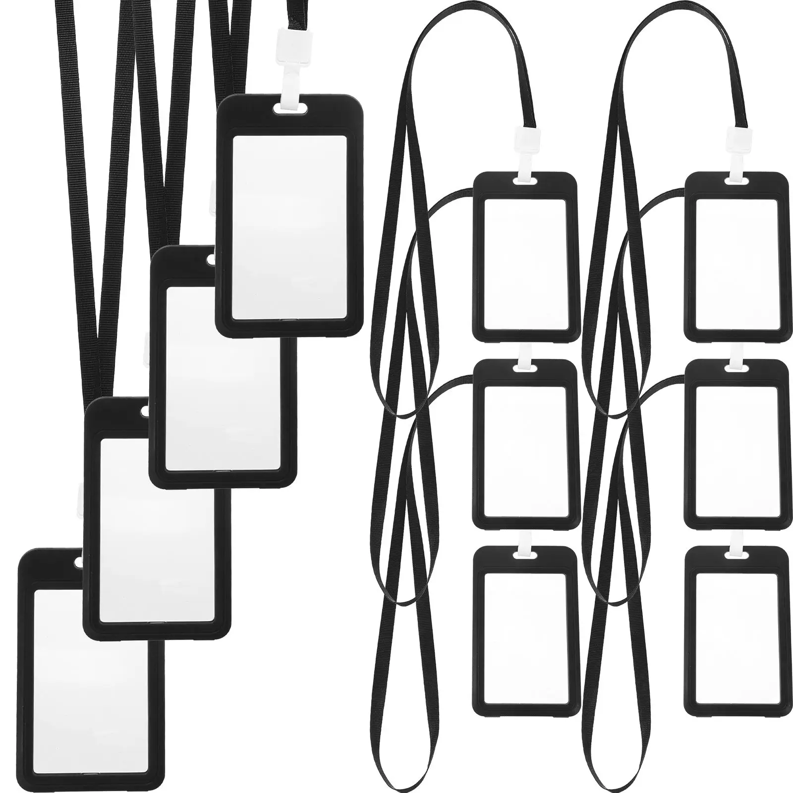 

10 Pcs Transparent Work Card Holder Id Lanyard with Badge Sleeve Abs Student Clear Sleeves
