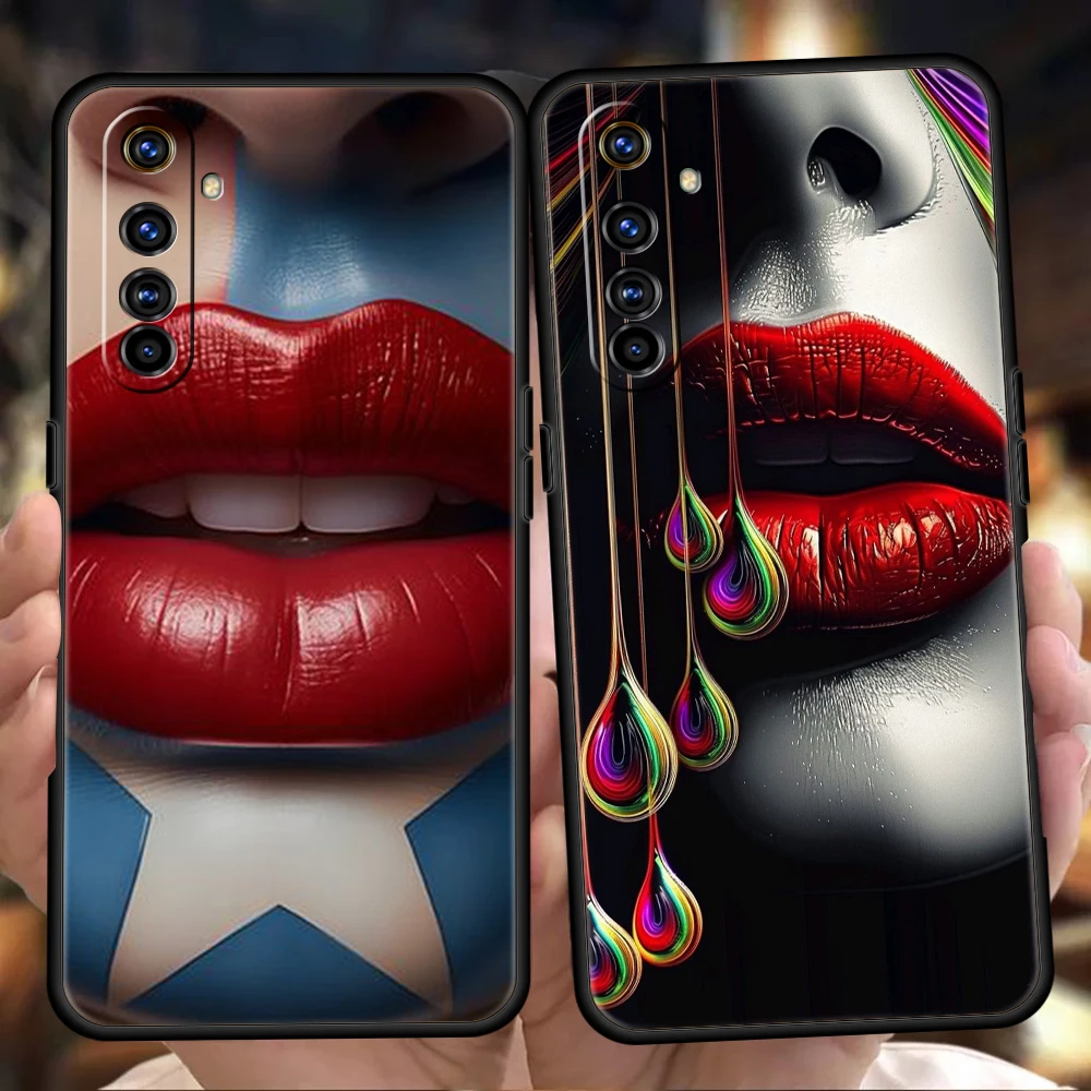 Kiss Lips Phone Case for Realme 8 9 Pro Plus 8i 9i 6 7 GT2 C21 C25 C3 C11 11 Pro 5G Plus Shockproof Silicone Shell Fundas Capas