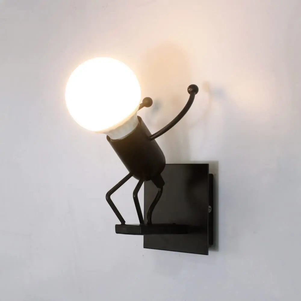 Creative E27 human-shaped indoor wall light,retro metal bedroom wall lamp,children's wall lamp Sconces for bedroom,living room