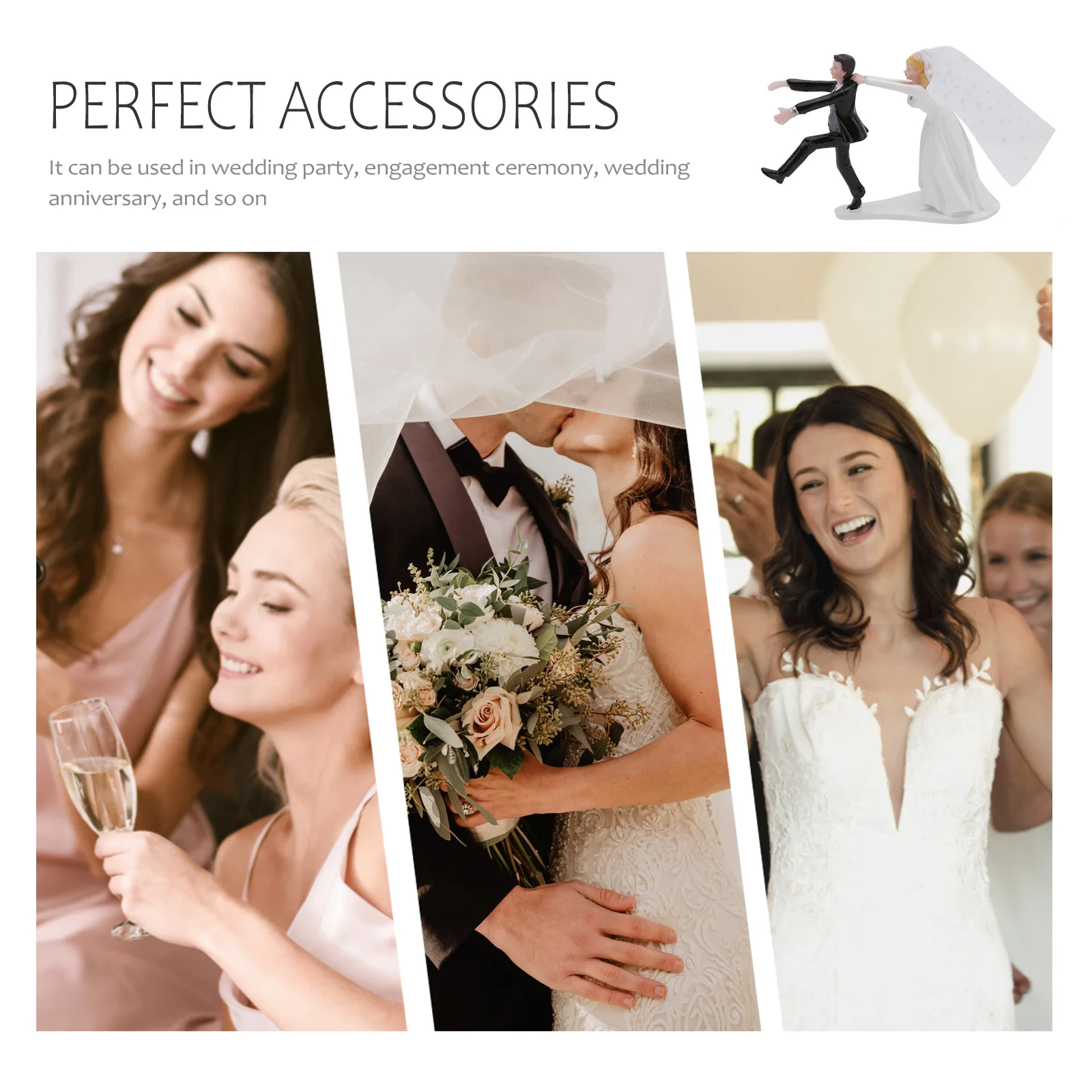 

1Pcs Resin Cake Decoration Adorable Bride Groom Topper Wedding Party Engagement Anniversary Cake Ornament Valentine Gift