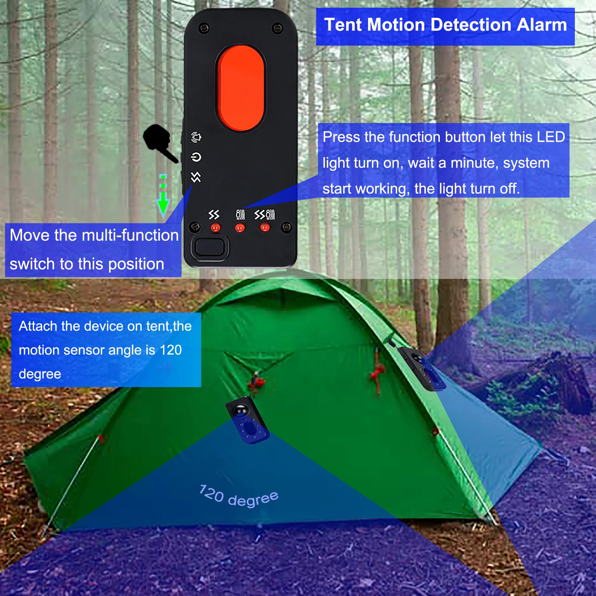 Détecteur RF anti-espion pour camping et voyage, capteur de mouvement, alarme portable, mini caméra infrarouge PIR, sécurité sans fil, antivol