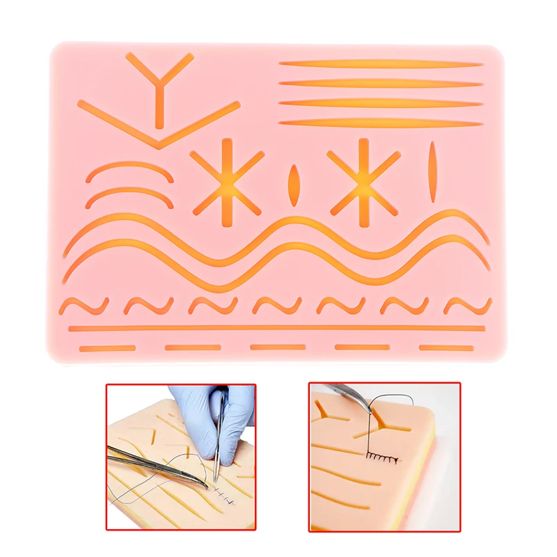 Silicone Medical  Anatomy Practice Suture Pad Model Pad Skin Suture Training Model Surgical SuturePad Human Traumatic Skin Model