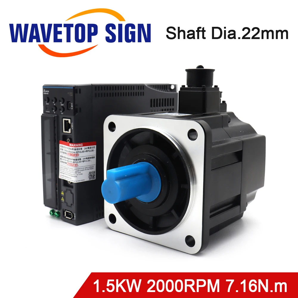 WaveTopSign Delta B3 1.5KW AC Servo Motor Kits 7.16N.m 2000RPM ASD-B3-1021-L + ECM-B3M-E21310RS1/SS1 Replaces B2 Series 1.5KW