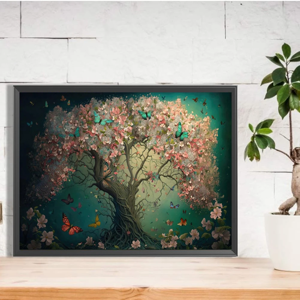 Abstract Colorful Tree With Butterflys Diamond Painting Kits New 2024 Full Diamond Mosaic Embroidery Picture for Room Home Decor