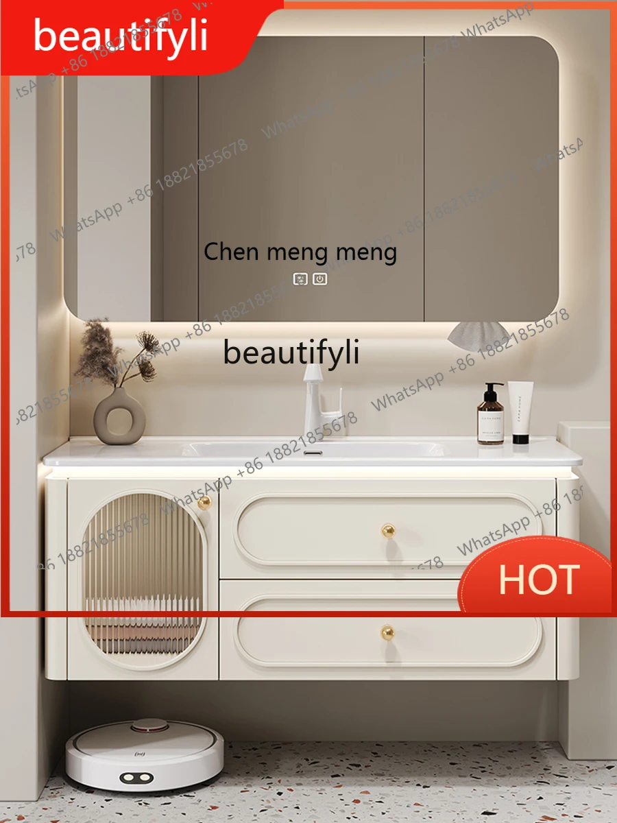 G8578 French Style Bathroom Cabinet Combination Ceramic Whole Washbin Oak Hand Washing Washbasin Pool Washstand
