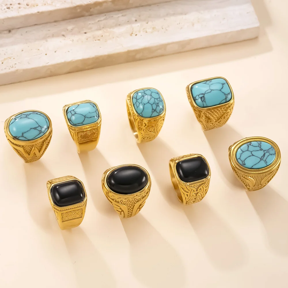 

Кольцо в стиле гот-пират со скелетом осьминога для мужчин и женщин, 2026, уникальное ретро, черное, бирюзовое, оникс, циркон, панк, мотоцикл, вечерние ювелирные изделия, подарок