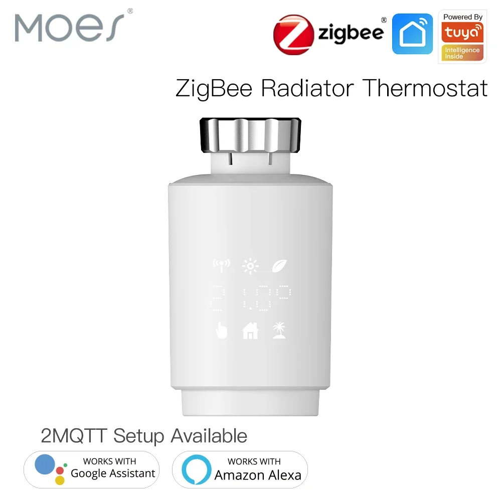 MOES Tuya ZigBee Smart Thermostatic Radiator Valve For Heater Energy Saving TRV App Remote Control Work With Alexa Google Home