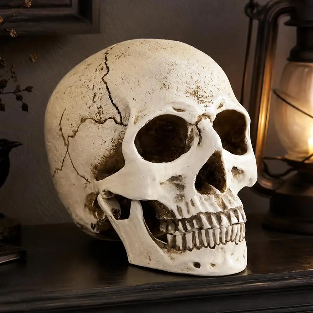 Life Size Skull Head Statue, Realistic Resin Gothic Decor, Customized