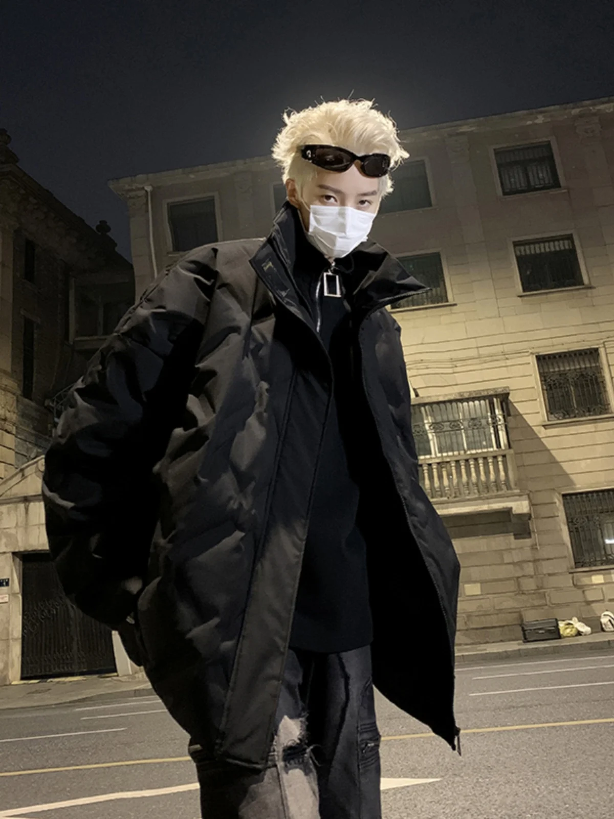 

Bla Samurai Diamond id American down Cotton Jaet Men Winter Cool Street Vibe ort Bread Sle Stand Collar Coat