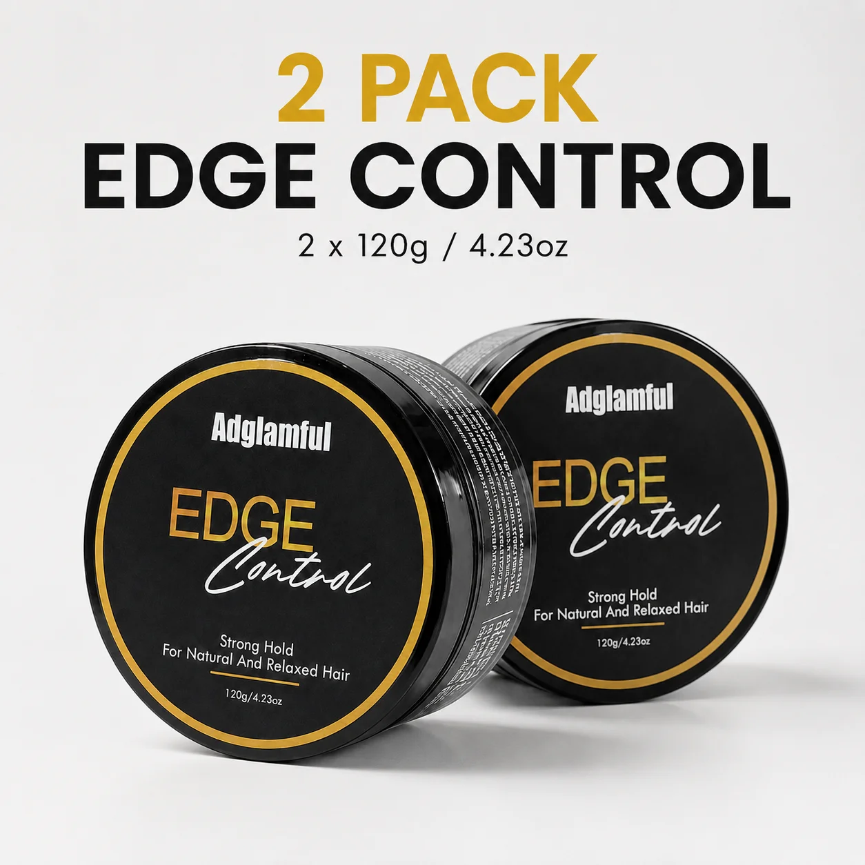 2 Pack Edge Control 2×120g Strong Hold Hair Pomade No White Residue Long‑Lasting Flyaways Styling For Natural Relaxed Hair