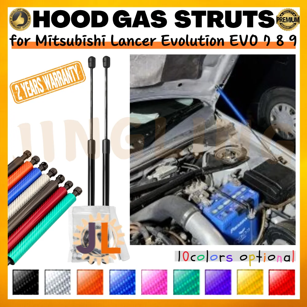 

Qty(2) Hood Strut for Mitsubishi Lancer Evolution EVO 7 8 9 2001-2008 Front Bonnet Modify Gas Spring Shock Absorber Lift Support