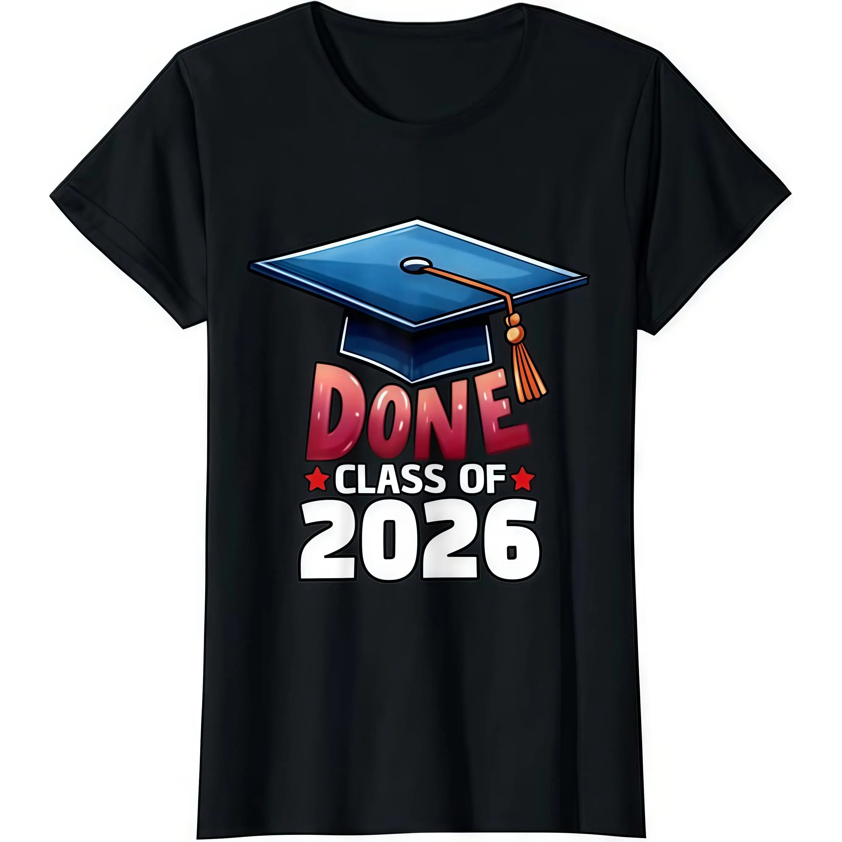 

Done Class of 2026 Graduation T-Shirt Funny Cap Graphic Oversized Senior Gift Tee for Party & Photos S-3XL