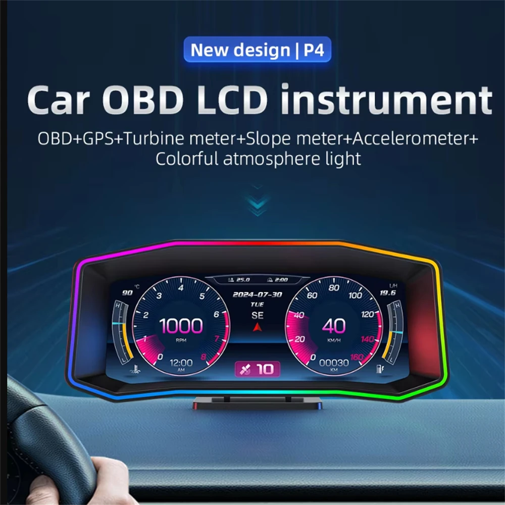 HUD Head Up Display Lcd Obd Vehicle Speed Water Temperature Multi Functional New Product Slope Meter P4