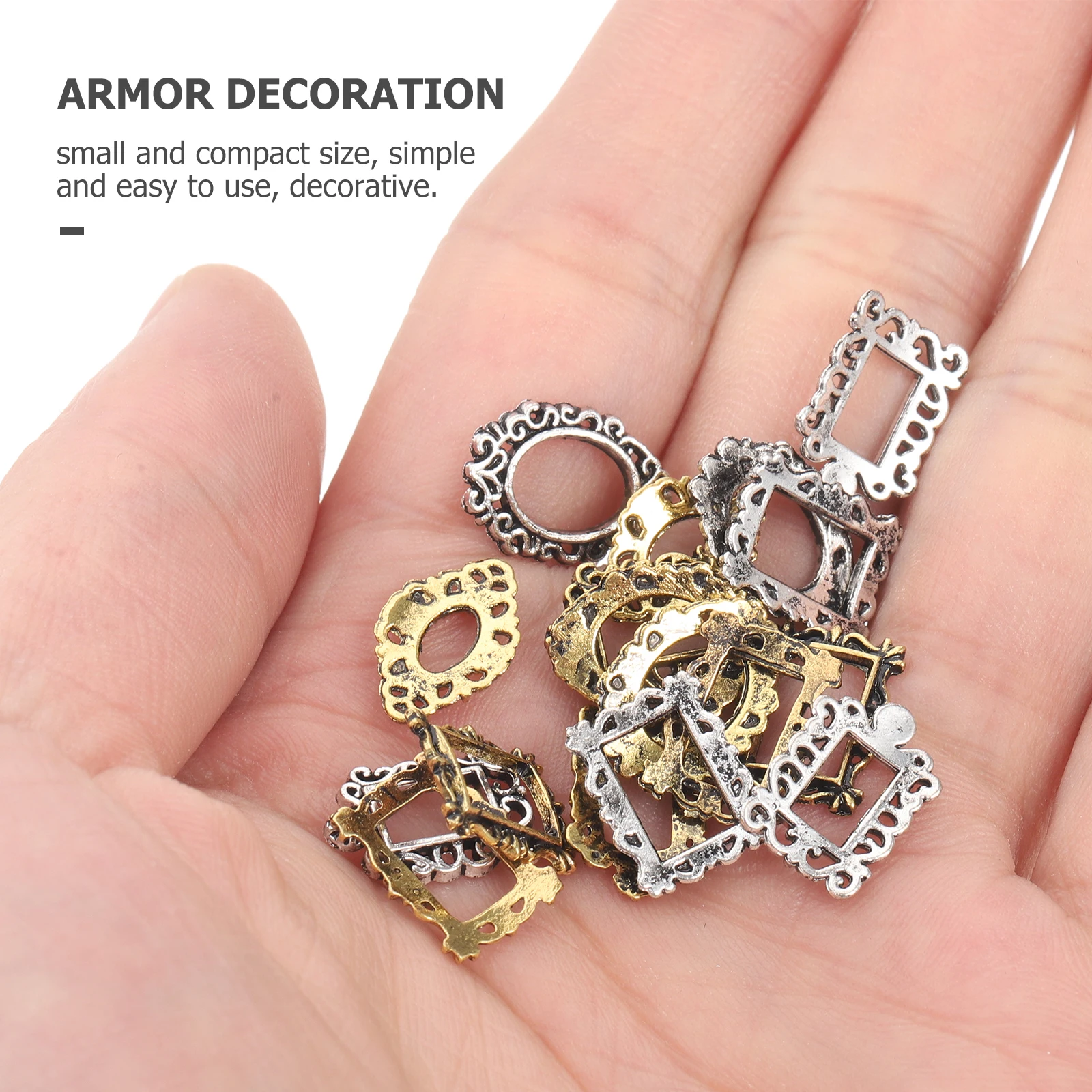 

40 pcs Nail Photo Frame Vintage Baroque Alloy Small Mini Metal Picture Frames for Art Salon Home Use Landscape Design Safe Easy