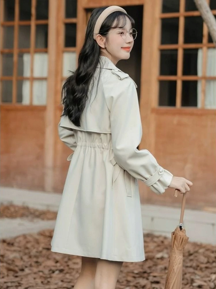 

​Petite French Chic Trench Coat for Women 2025 Autumn Office Wear Loose UK Style Coat​