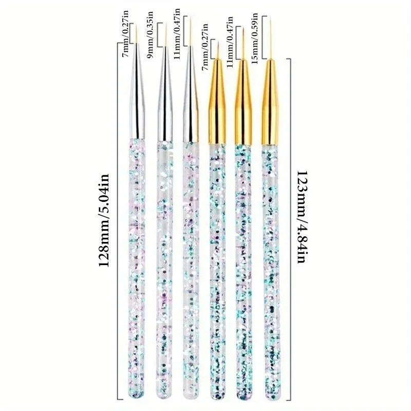 3/8 pezzi set di pennelli per nail art a strisce francesi punte per disegno a tratteggio pennelli per pittura su gel UV strumenti per manicure
