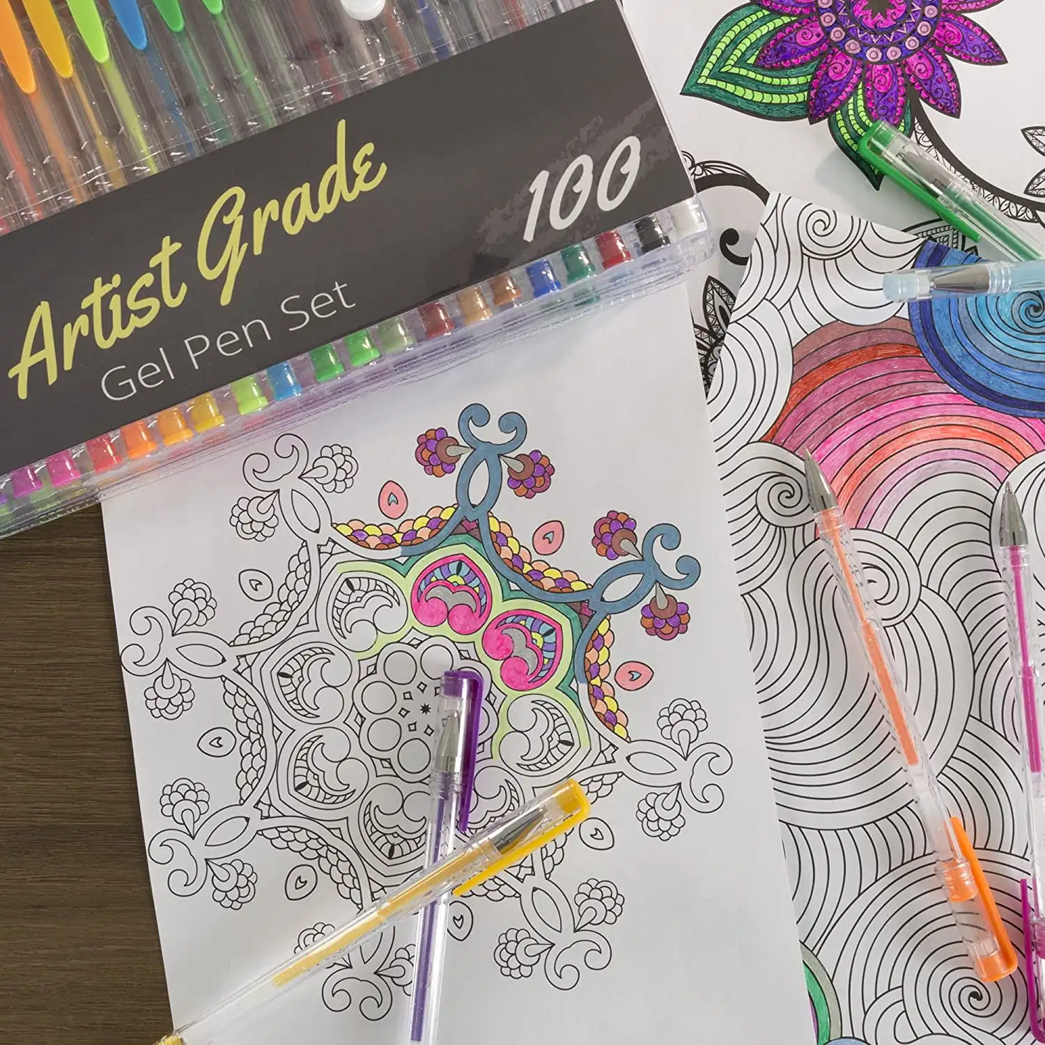 Set di penne Gel colorate per artisti 100-Count for Adult Coloring Scrapbooking Doodling Comic Animation