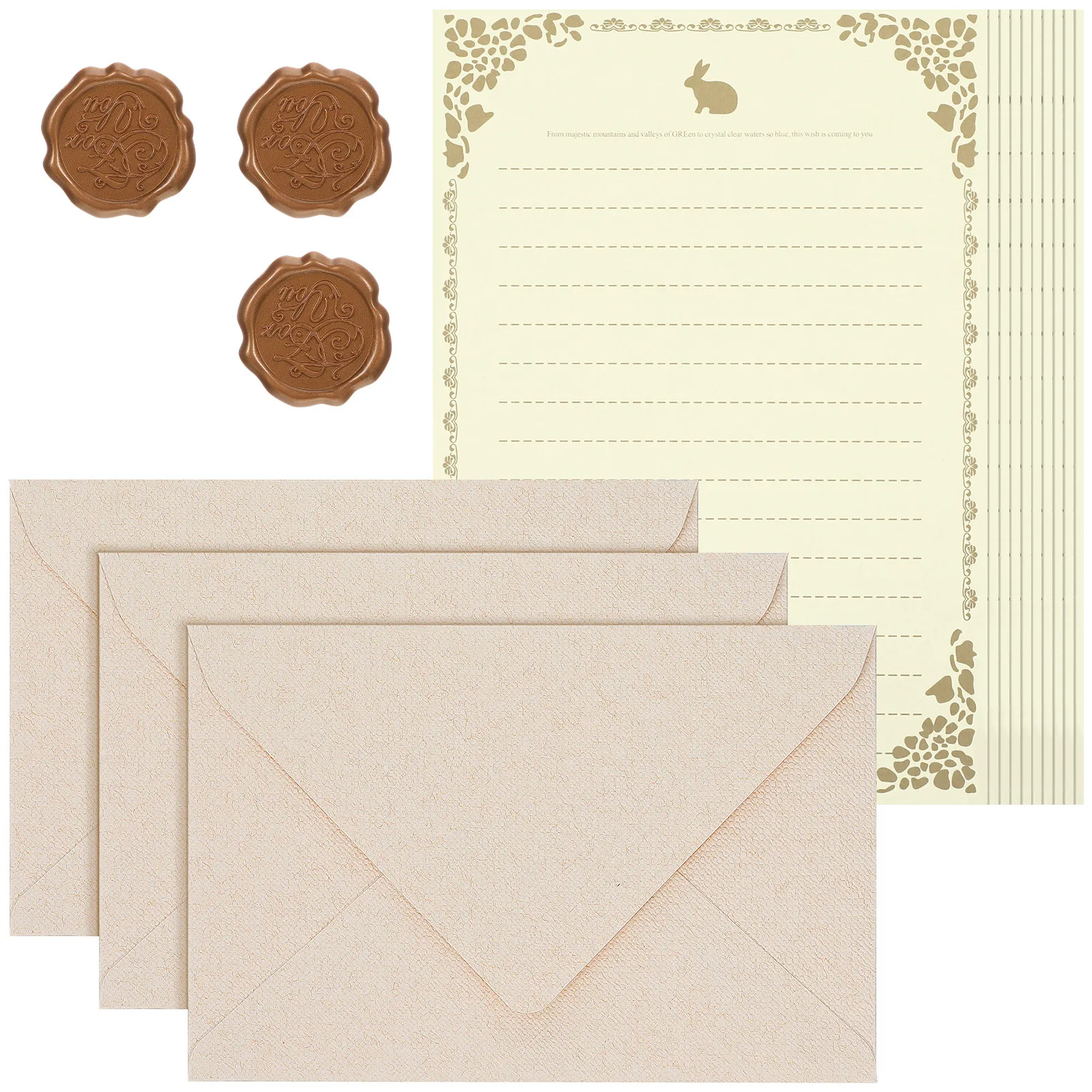 

1Set Envelope and Letter Paper Set Retro Style Packing Envelopes for Wedding Cards Invitations Party Notes Envelopes