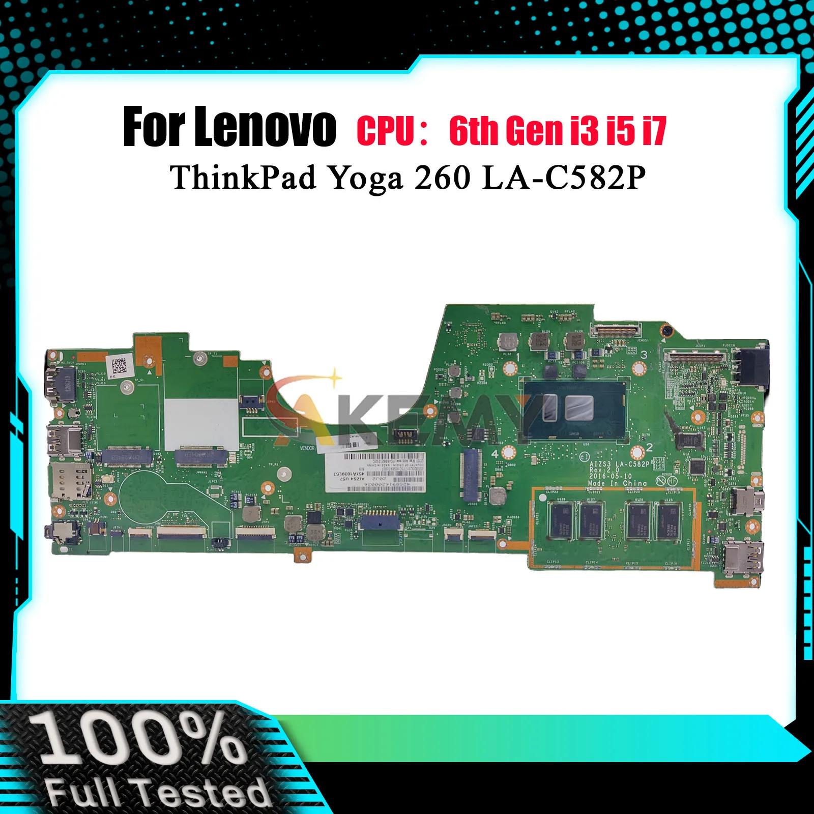 Laptop Motherboard LA-C582P For Lenovo Yoga 260 with i5 i7 6th Gen 8GB RAM 100% Fully Tested