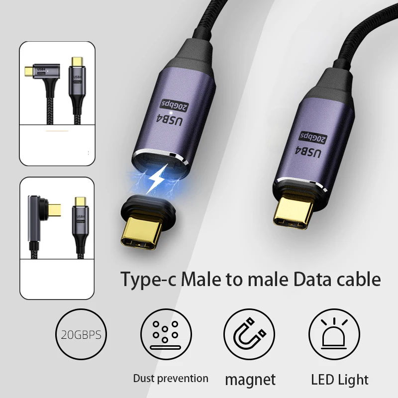 

Typec Magnetic Data Cable 5a Fast Charge Pd100w Double C Cable Usb Elbow 8k@60hz Screen Projection Magnetic Data Cable