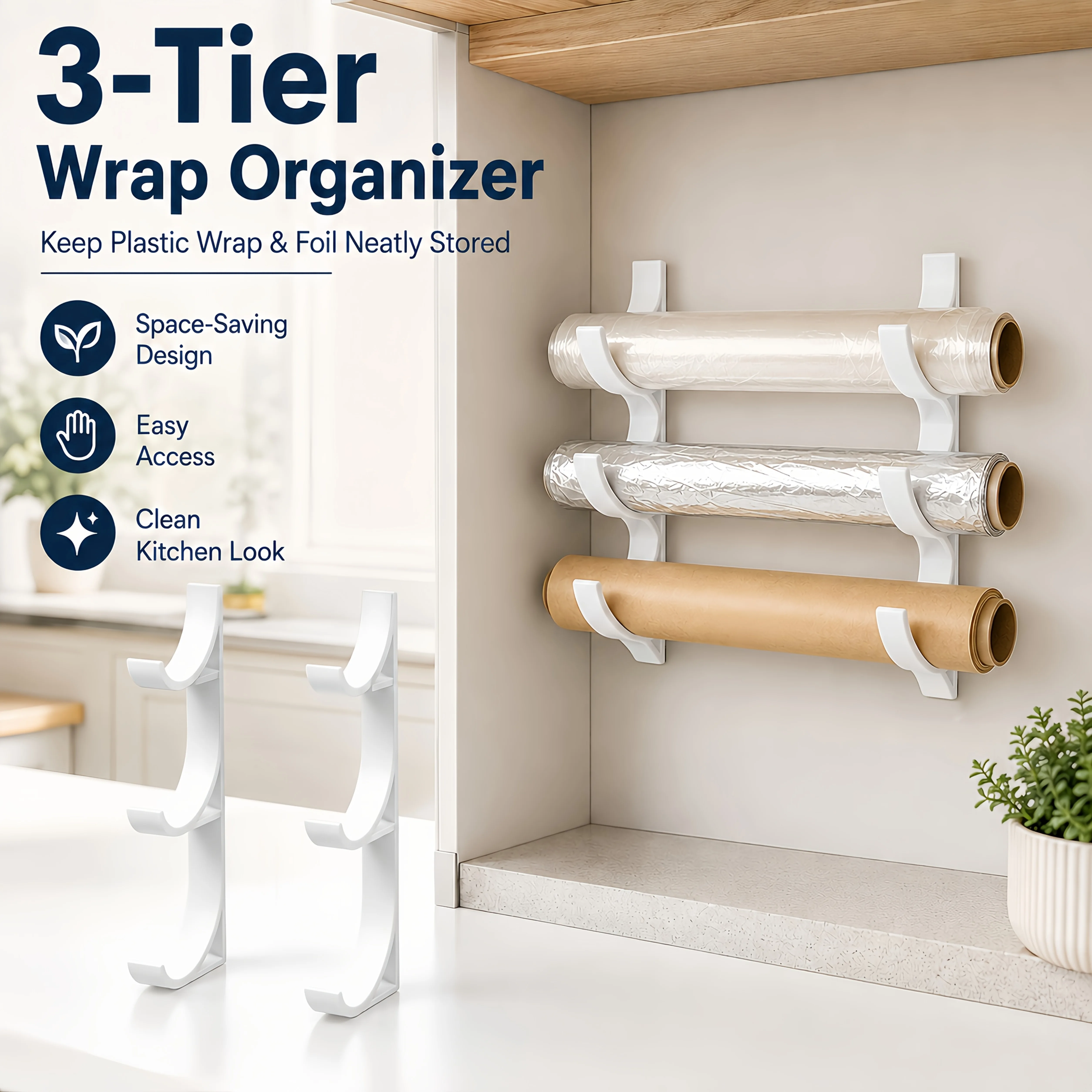 Kitchen Baking Rack - 4/2 Pack White Three-Layer Kitchen Cling
