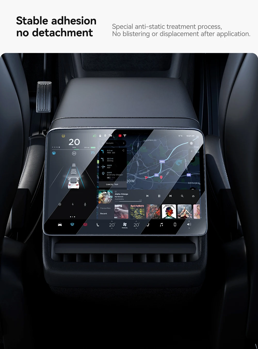 YZ Schutzfolie aus gehärtetem Glas für Tesla Model Y/YL Juniper 3 Highland, Schutzfolie für den Bildschirm der Mittelkonsole in der hinteren Reihe – Detail 16