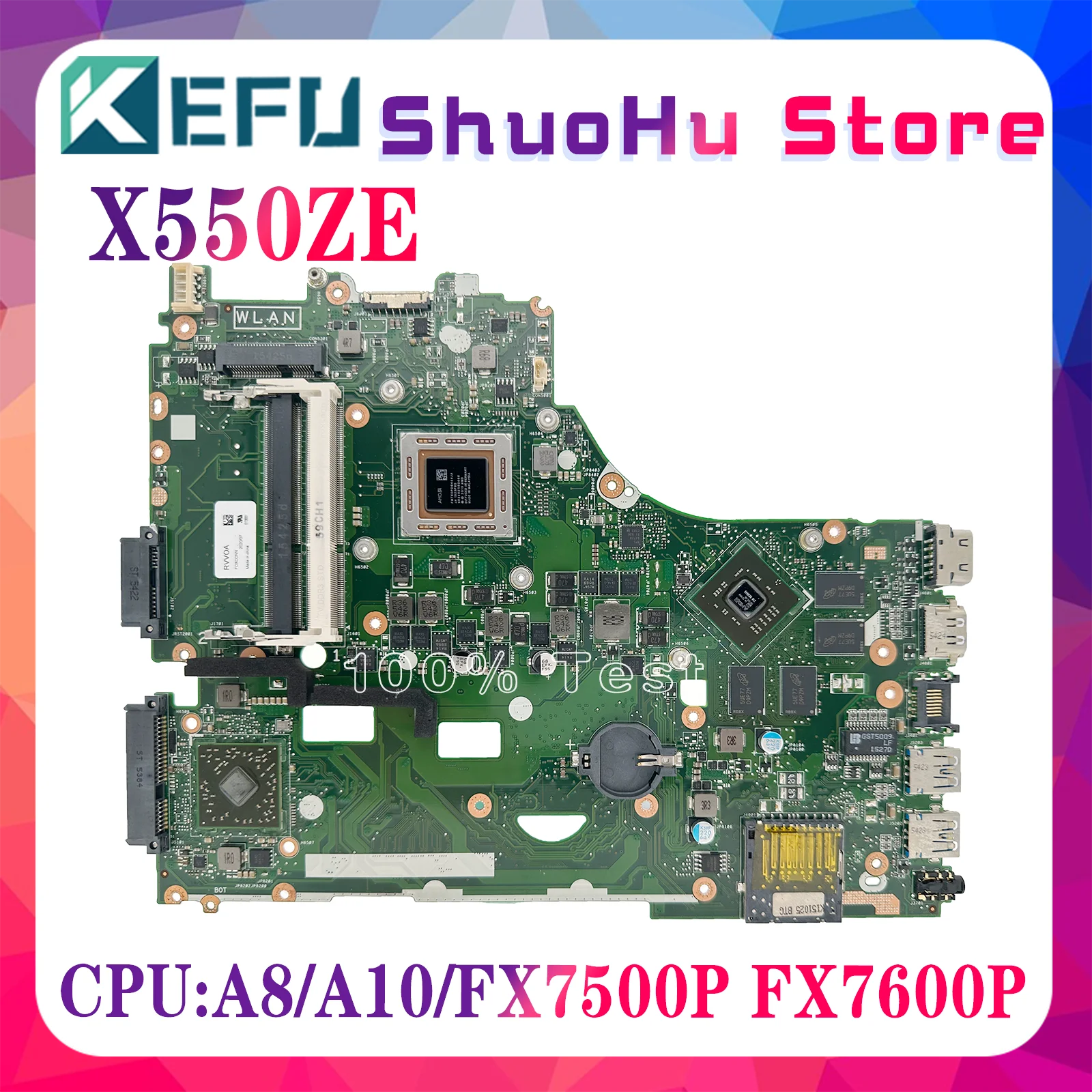 KEFU X550ZE Mainboard For ASUS X550ZA K555Z VM590Z K550Z X555Z X550Z CPU A8 A10 FX7500 7600P Laptop Motherboard EDP or LVDS