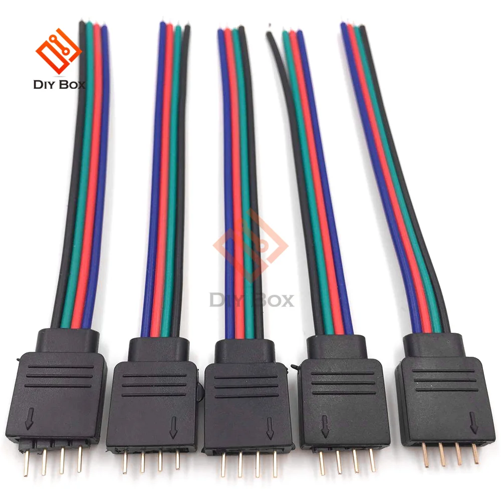 5Pcs Man Vrouw 4pin Led Strip Licht Kabel Connector Adapter Draad Rgb Rgbw Lamp Tape Rgb Rgbw Controller Aansluiting