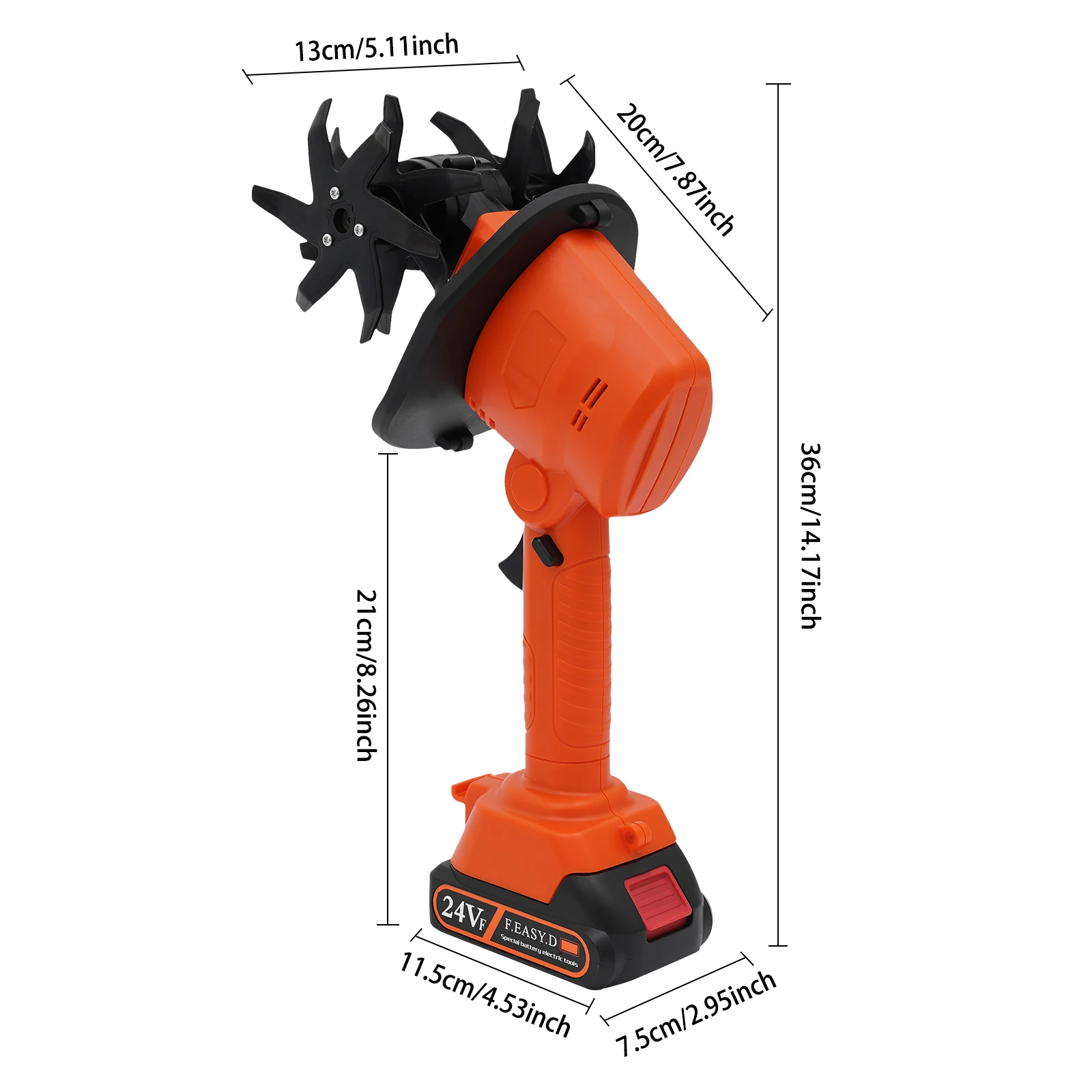 

21V Mini Electric Handheld Tiller Cultivator Lightweight Tilling Machine for Gardening EU/UK/US Standard