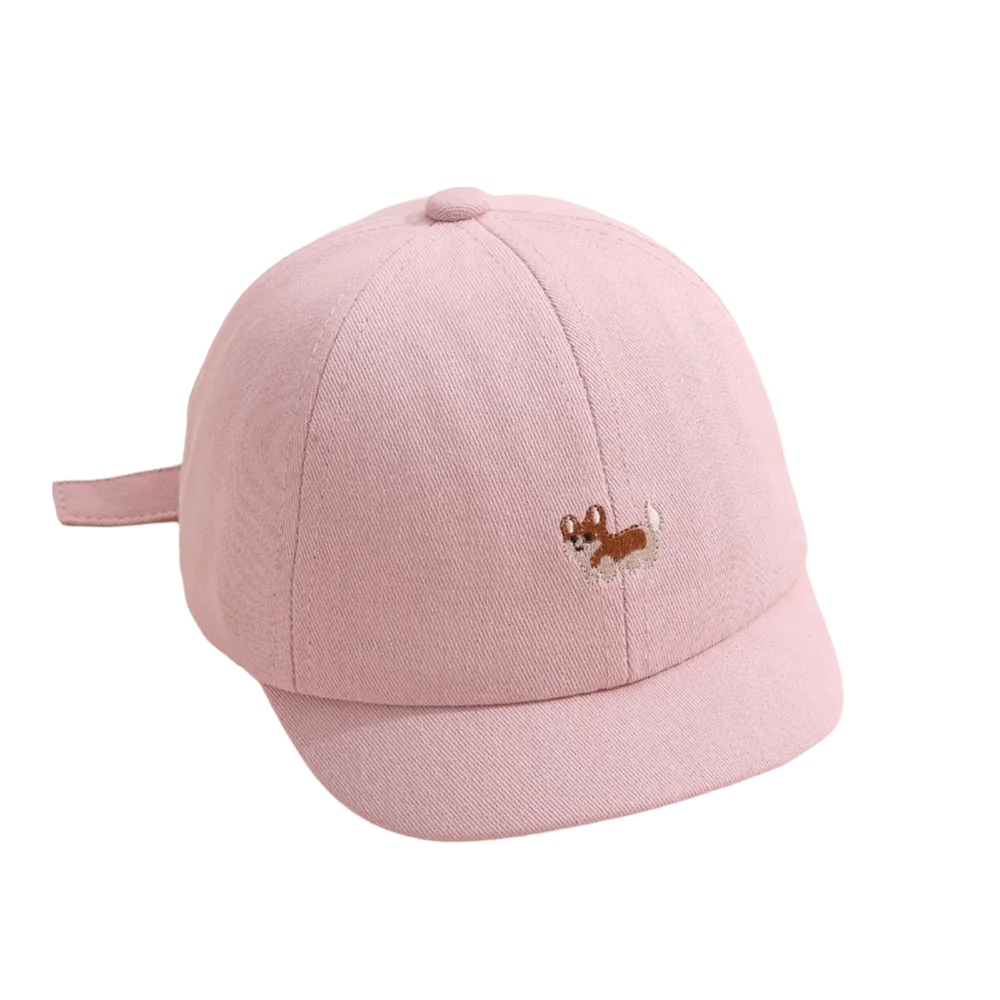 

Cute Corgi Dog Baby Baseball Hat Soft Solid Color Kids Sun Hat Cartoon Embroidered Adjustable Cap Children