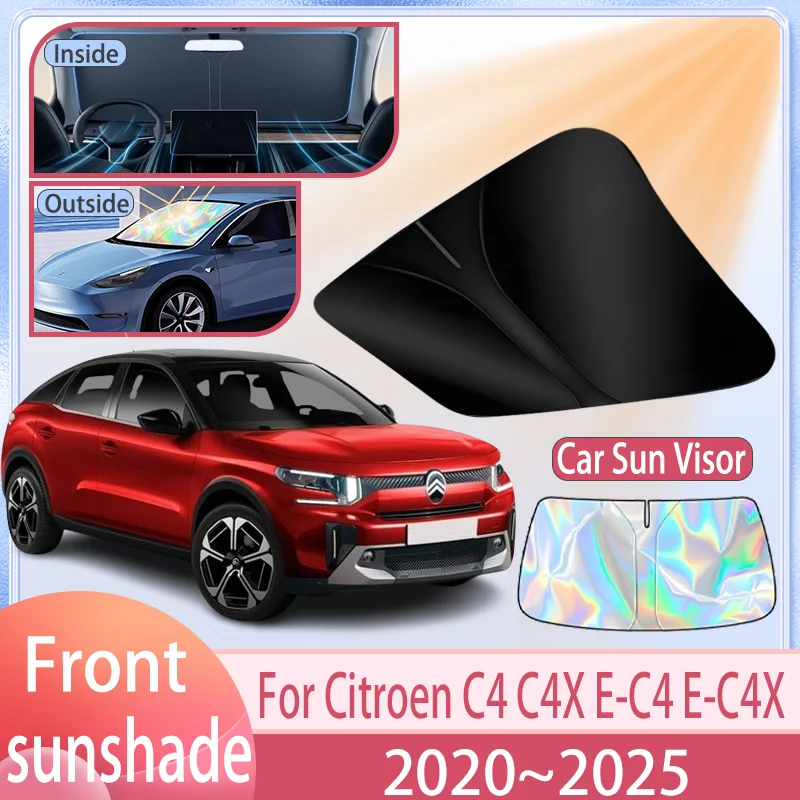 Pare-soleil de voiture pour citroën C4 C4X E-C4 E-C4X 2020 ~ 2025 2024 2023, couverture de pare-brise avant, accessoires de Protection anti-uv