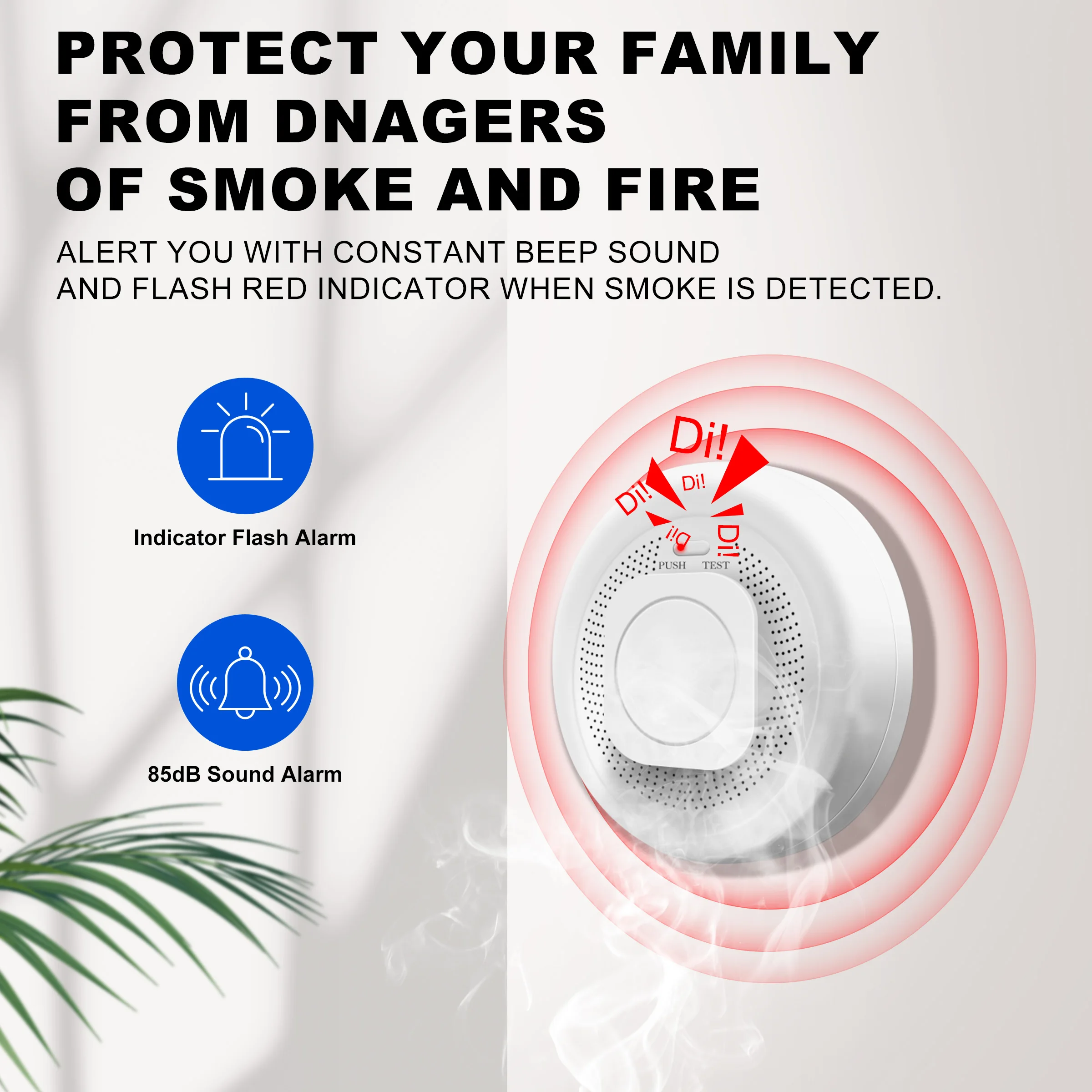 GIRIER Tuya ZigBee Smoke Detector Wireless Smart Fire Alarm Sensor Supports APP Instant Notification 85 dB Alarm Battery Powered