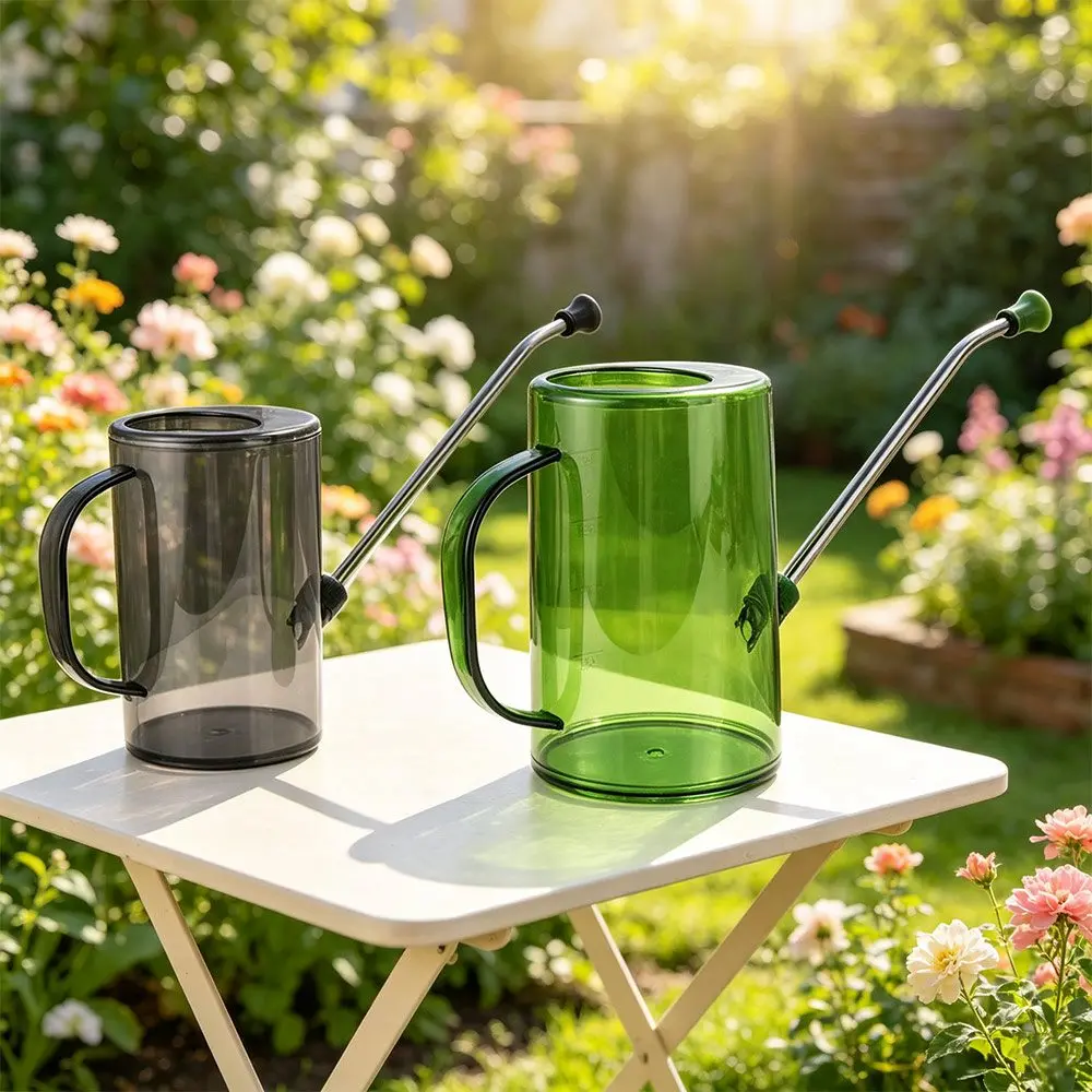 1L/1.5L Long Spout Watering Pot Plastic Shatterproof Small Watering Can with Measurable Scale Mental Spout Plant Sprinkler