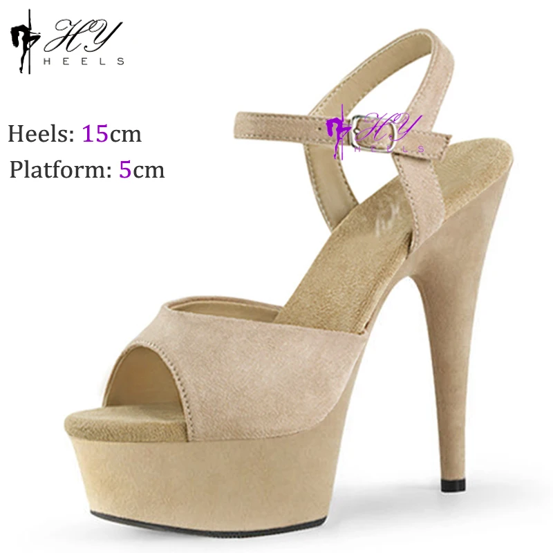 Nightclub Suede Platforms Super High Heel 20CM Pole Dance Shoes Sexy Stripper Heels Striptease Summer Stiletto Women Sandals