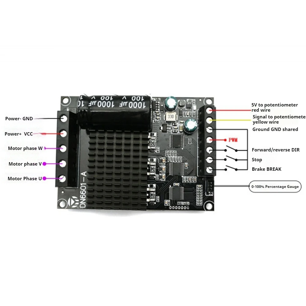 DC6-72V 3 Phase Brushless Motor 0-100% Digital Scale Display Brushless Motor Speed Governor Forward and Reverse Controller