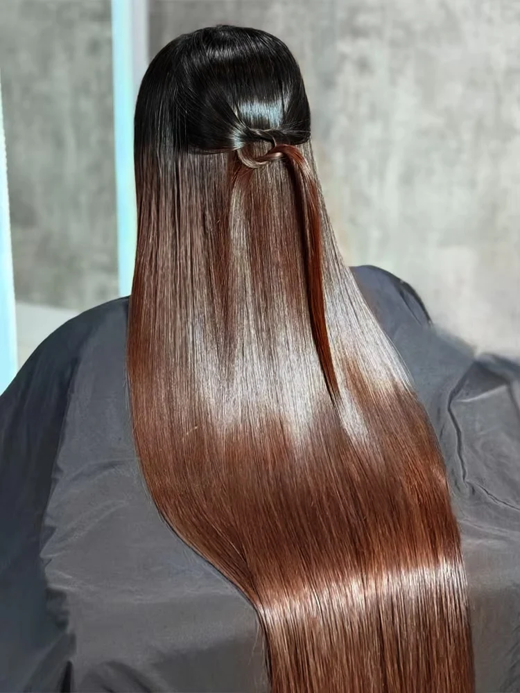 Parrucche senza colla 13x4, capelli umani, pronte da indossare, 30-36 pollici, ombre, radici scure, castano, liscio, capelli setosi colorati, parrucche in capelli umani 100% naturali, parrucche in