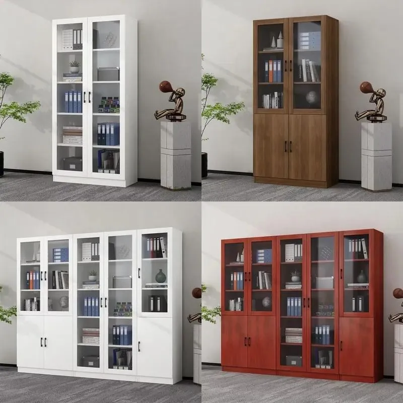 Modern Floor to Ceiling Wooden Glass Display Cabinet Eco Friendly Waterproof Commercial Simple Design Bookcase Bookshelf