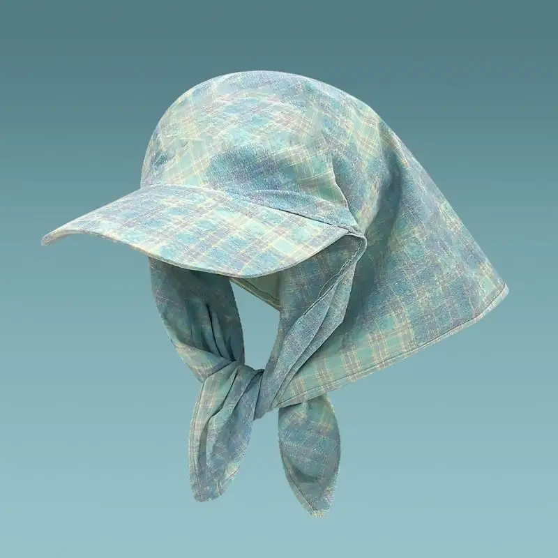 Plaids مصبوغة ربط قبعة البيسبول القطن القطن الحجم قابلة للتعديل تصميم القبعة رأس الحجاب للنساء النشاط في الهواء الطلق 6xda