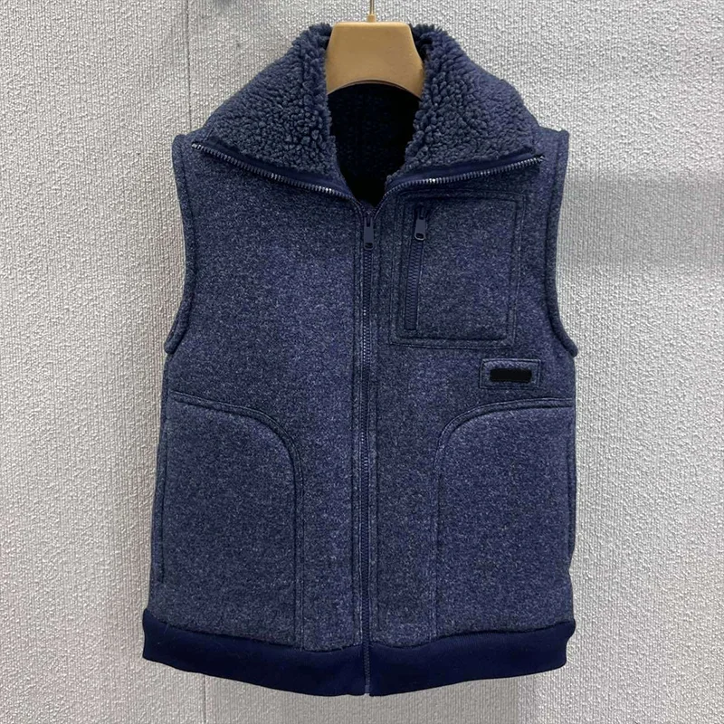 

High quality Autumn and winter coat women's lapel zipper wool vest 2025 new collection woman clothes 25122518