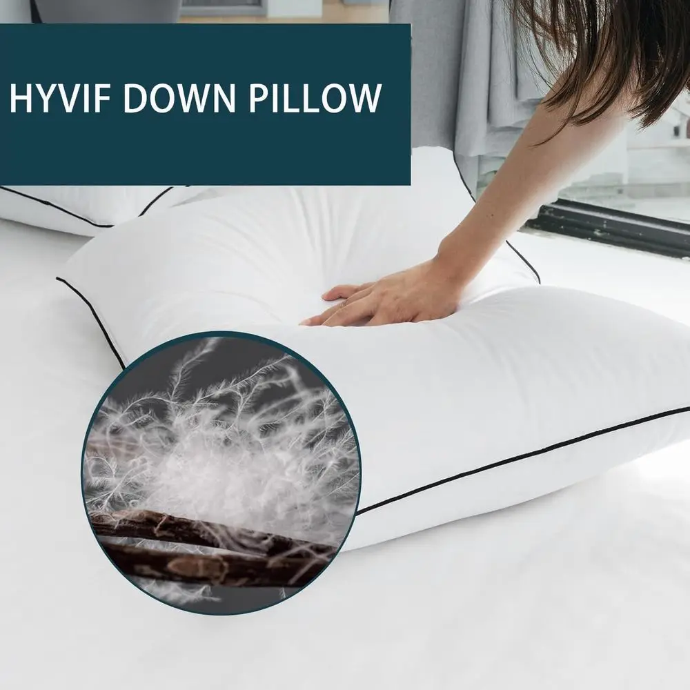 コットンシェルホワイトダウン枕 - 400TC、スタンダード20x26 - 横向き寝・うつ伏せ寝の方に最適（2個パック）