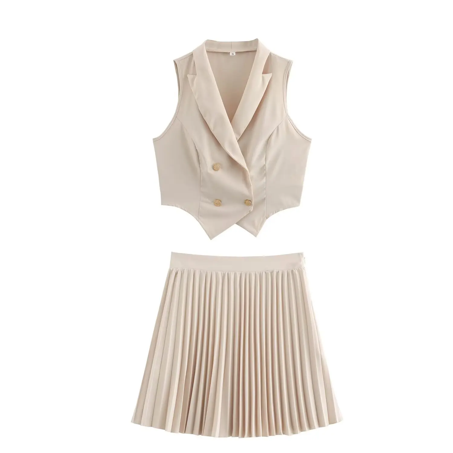 

Женский темпераментный комплект с жилетом без рукавов и плиссированной юбкой