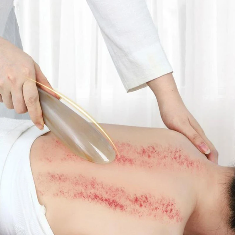 1PC Natural Buffalo Horn No Stress Guasha Massage Tool Gua Sha Massager Scraping Board Acupuncture SPA Therapy