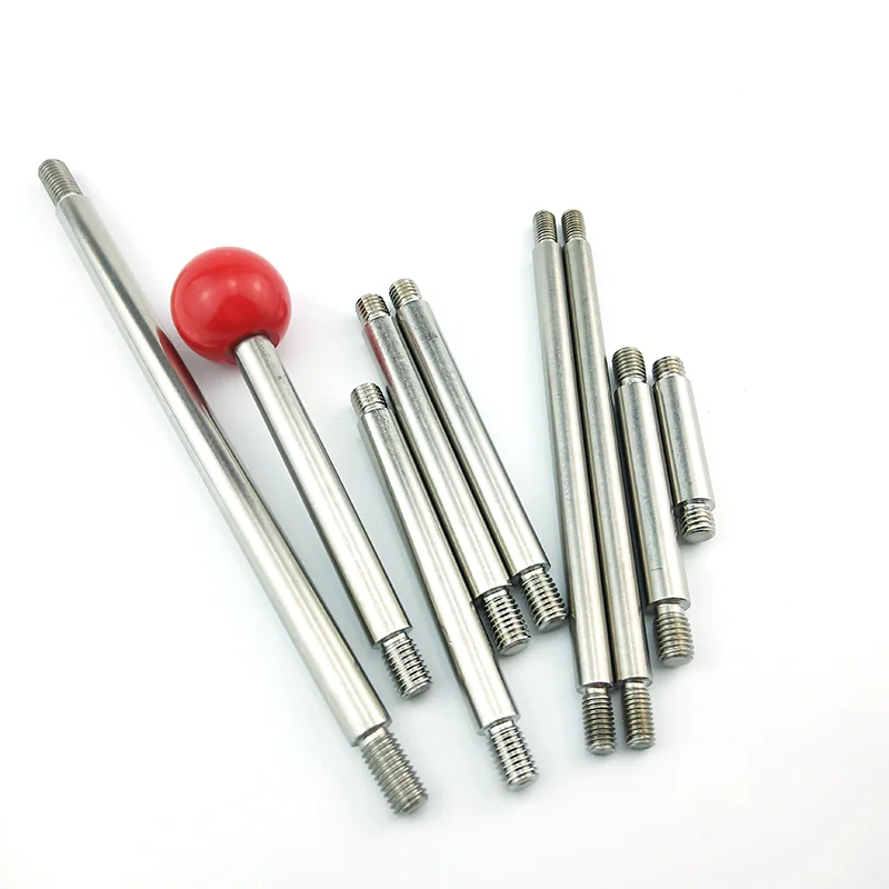 1pc Machine Tool Handle Bar 304 Stainless Steel Screw M6M8M10M12 Bench Drill Joystick Putter Double Head Screw Ball Head Rod