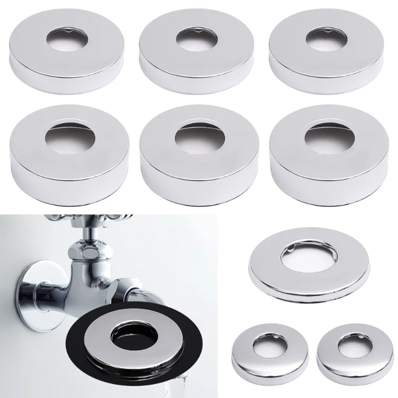 2pcs Bathroom Faucet Decorative Covers Stainless Steel Round Cover Faucet Shower Decorative Cover Beautify Water Pipe Wall Hole