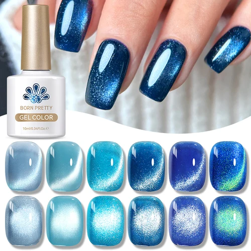 Imagen 2 del producto BORN PRETTY-esmalte de uñas de Gel magnético, gato marino azul, purpurina de cristal púrpura, semipermanente, barniz UV LED, 10ml