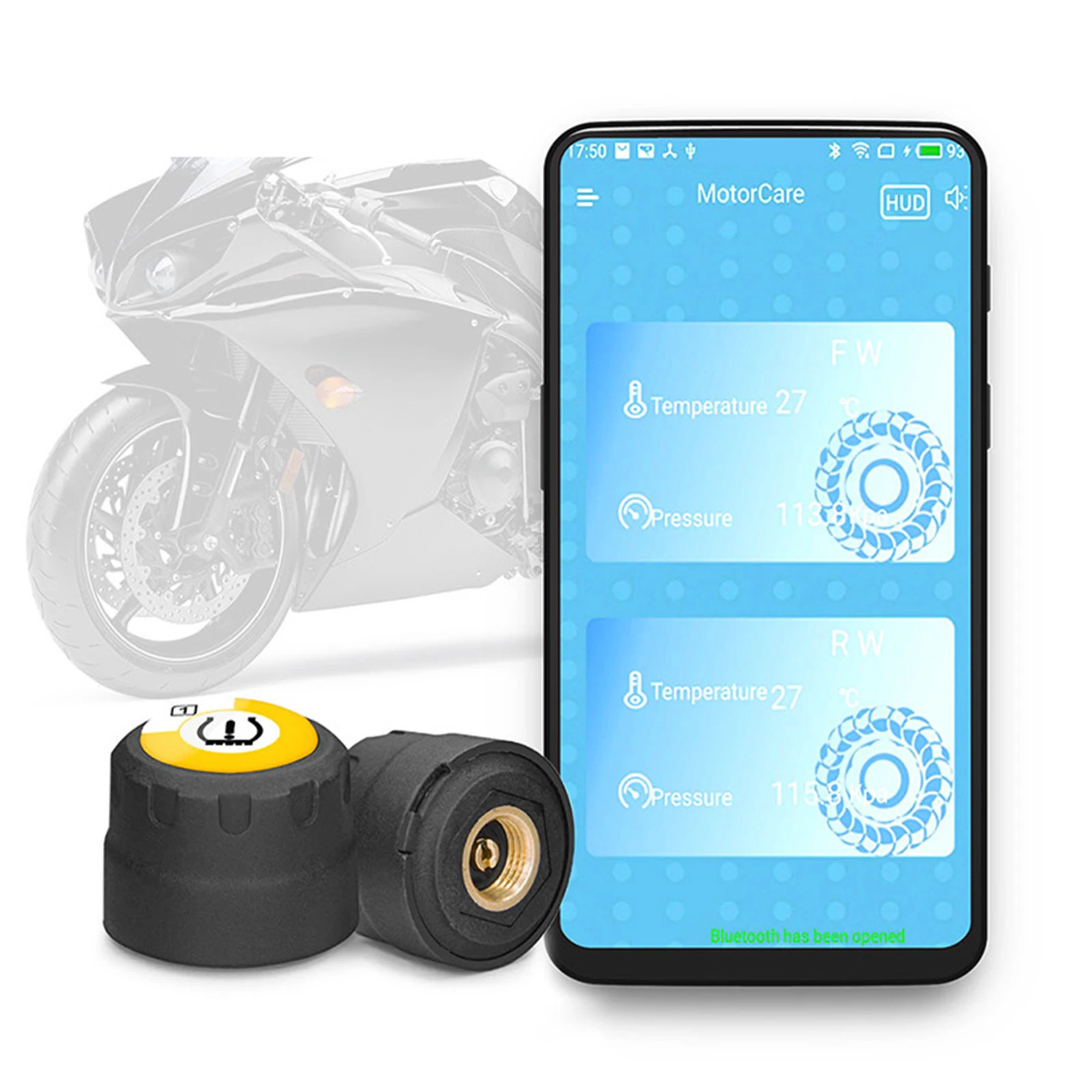 

New Motorcycle TPMS Bluetooth 4.0 Tire Pressure Sensors External Sensor Android/IOS Motorcycle Tyre Pressure Monitoring System